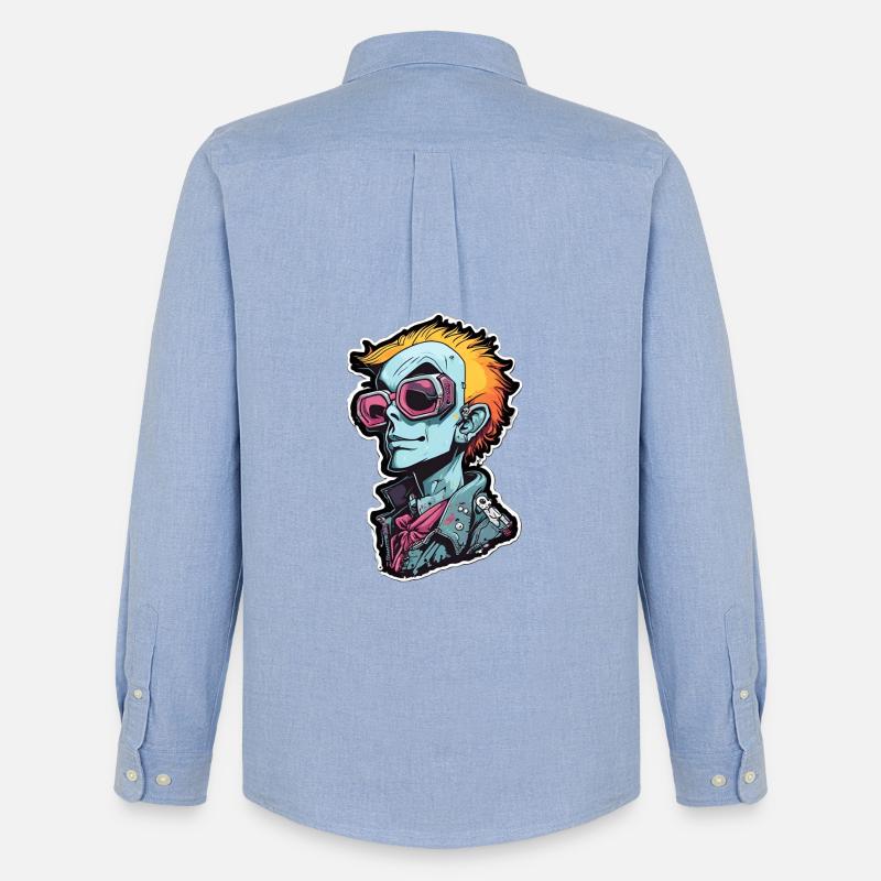 Blauer Punk mit Neon Goggles - Männer Oxford Hemd von Stanley/Stella - Carolina Blue