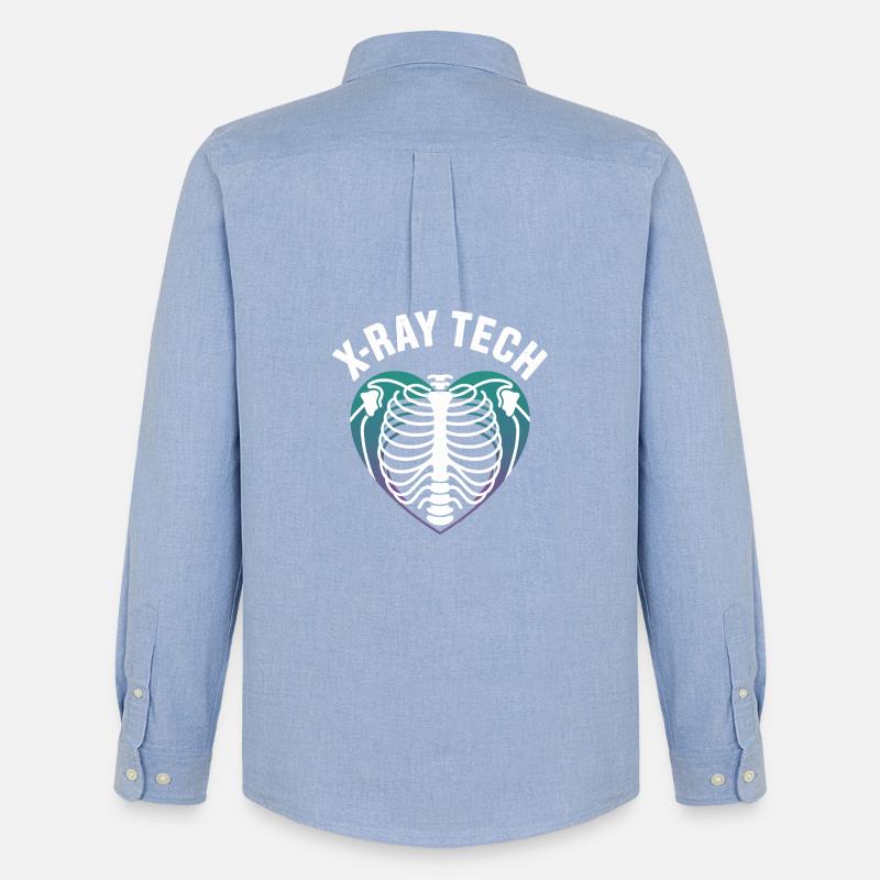 X-Ray Tech Herzröntgen Print - Männer Oxford Hemd von Stanley/Stella - Carolina Blue