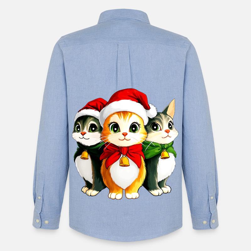 Kätzchen Weihnachten - Männer Oxford Hemd von Stanley/Stella - Carolina Blue