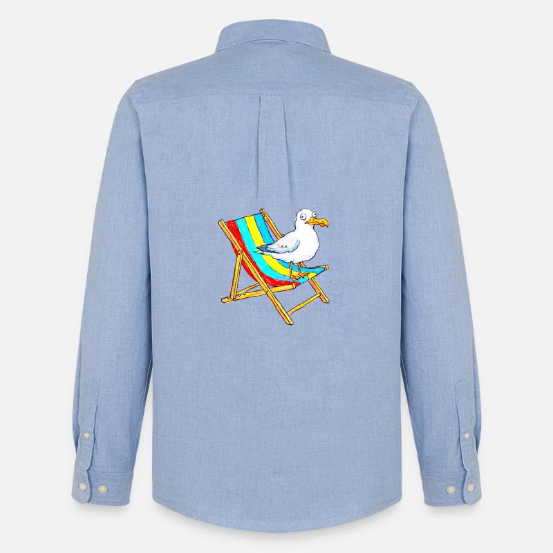 Seemöwe auf buntem Strandstuhl - Männer Oxford Hemd von Stanley/Stella - Carolina Blue