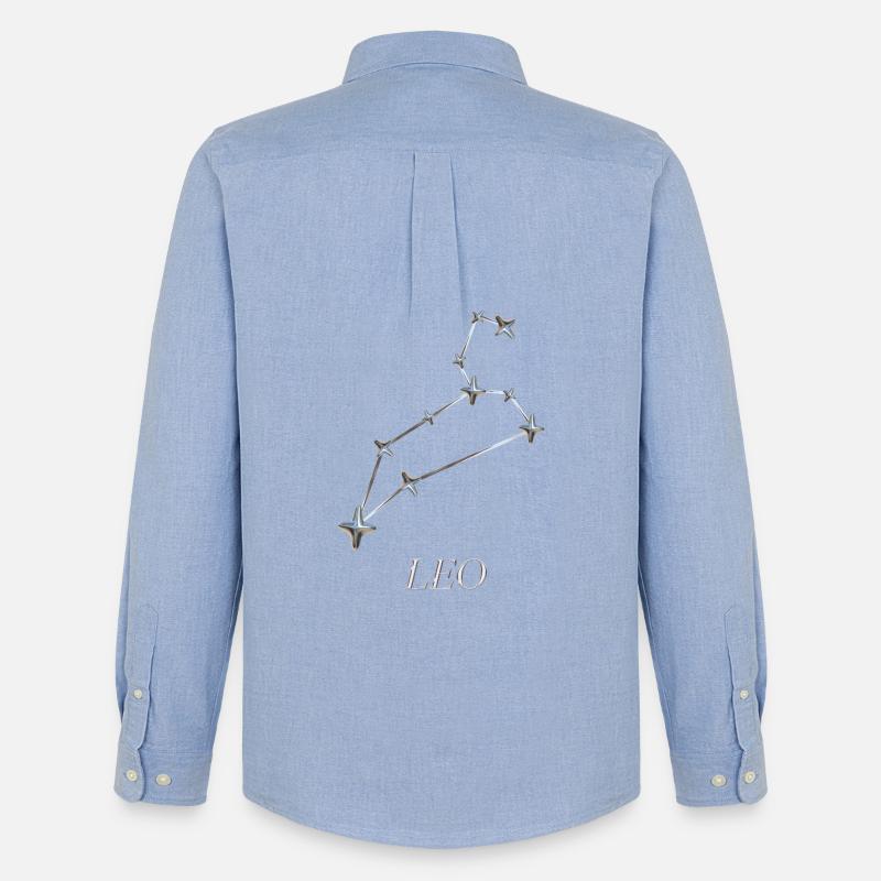 Leo Sternbild – Silberne Astro-Konstellation - Männer Oxford Hemd von Stanley/Stella - Carolina Blue