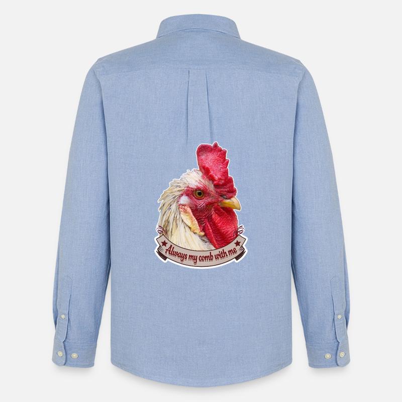 Kamm Hahnendesign prächtiger Hahn Hühner - Männer Oxford Hemd von Stanley/Stella - Carolina Blue