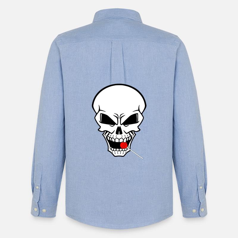 Rebellenschädel mit rotem Lutscher - Männer Oxford Hemd von Stanley/Stella - Carolina Blue