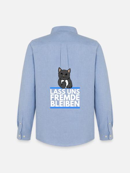 Hater Katze - Lass uns Fremde bleiben - Männer Oxford Hemd von Stanley/Stella - Carolina Blue