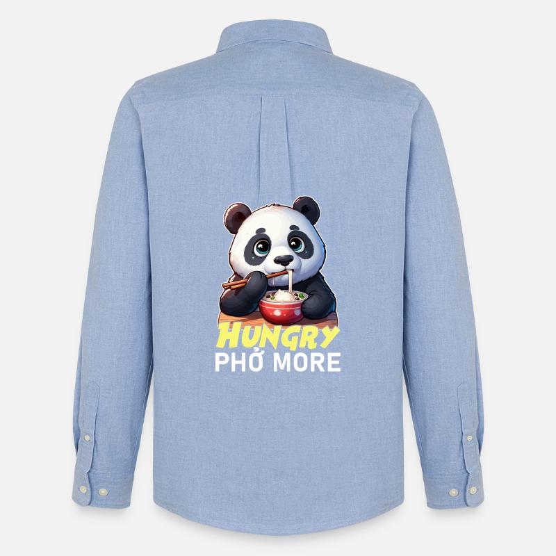 Hungriger Panda Pho Plus - Männer Oxford Hemd von Stanley/Stella - Carolina Blue
