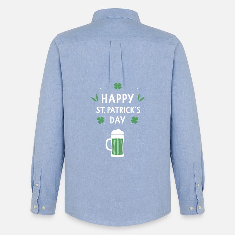 St. Patrick's Day Bier & Kleeblatt - Männer Oxford Hemd von Stanley/Stella - Carolina Blue