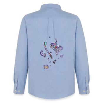 Des spots colorés - Chemise Oxford homme Stanley/Stella - carolina blue - Dos - AI Model Male 185 dark (185cm)
