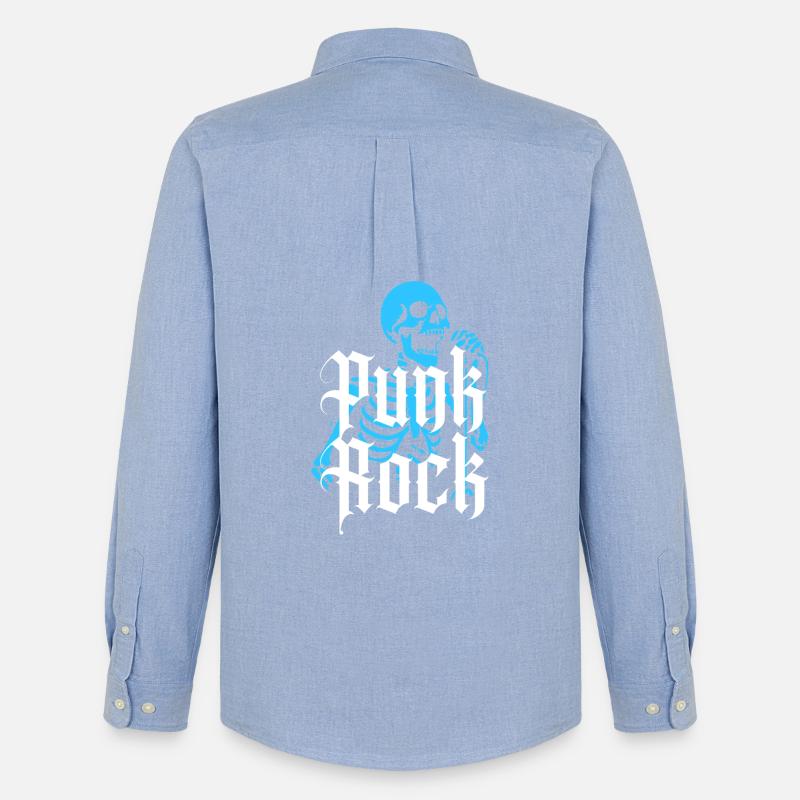 Lebendiges Skelett mit Gothic-Punk-Rock-Text - Männer Oxford Hemd von Stanley/Stella - Carolina Blue