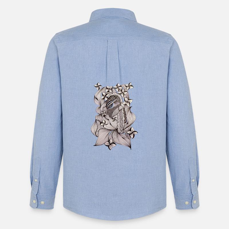 Zentangle Blumenmuster Schwarzweiß - Männer Oxford Hemd von Stanley/Stella - Carolina Blue