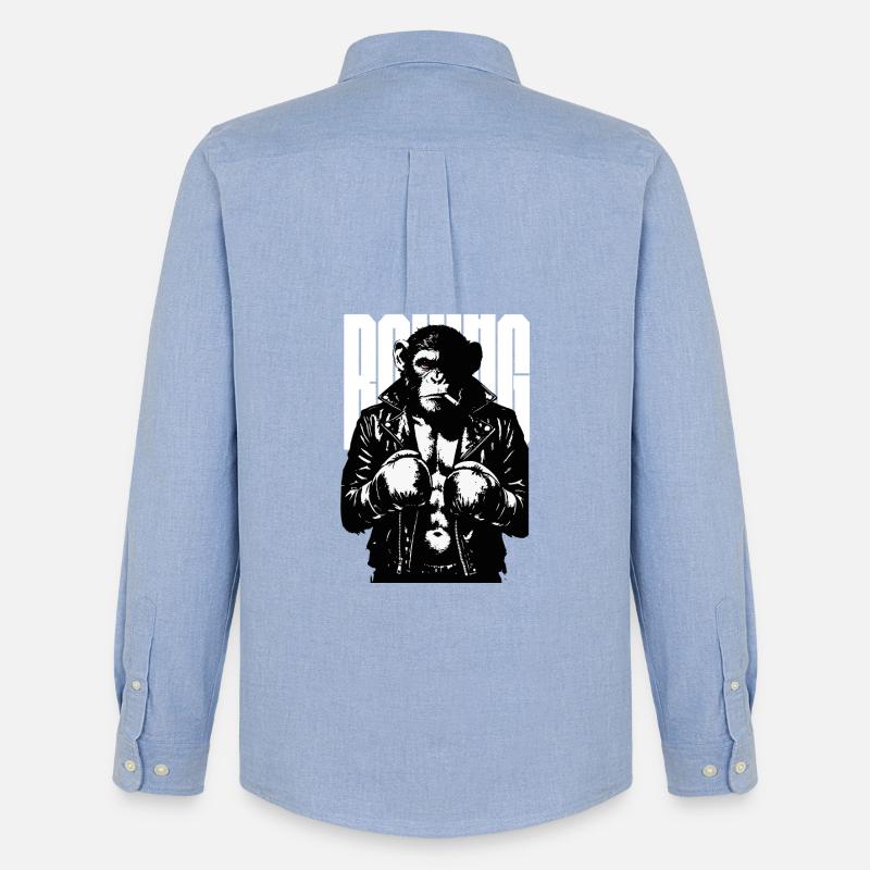 Monkey Boxer Rebel Monkey in Leder-Boxjacke - Männer Oxford Hemd von Stanley/Stella - Carolina Blue