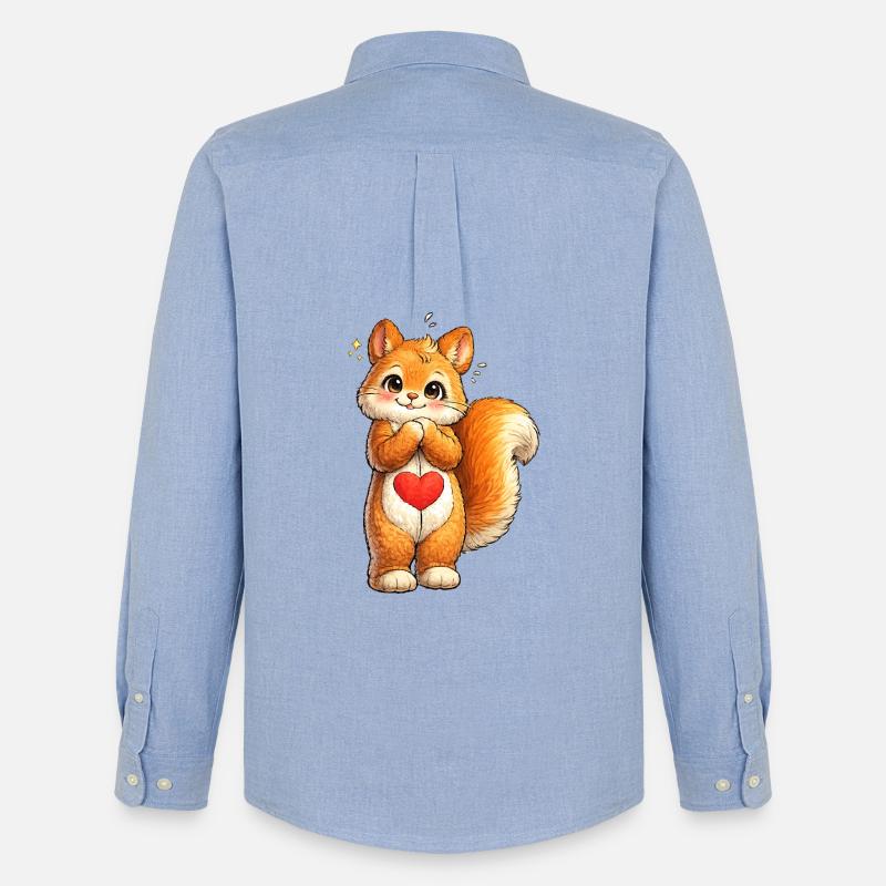 Schüchternes Eichhörnchen mit rotem Herz - Männer Oxford Hemd von Stanley/Stella - Carolina Blue