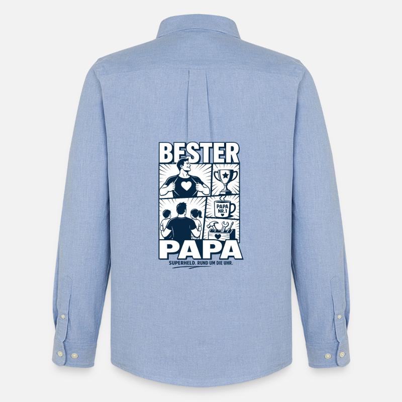 Bester Papa Superheld Design - Männer Oxford Hemd von Stanley/Stella - Carolina Blue