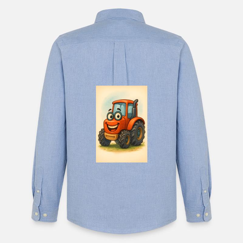 Glücklicher Traktor mit Gesicht - Männer Oxford Hemd von Stanley/Stella - Carolina Blue