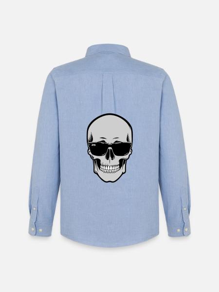 Skull with Sunglasses Graphic - Men's Oxford Shirt by Stanley/Stella - carolina blue