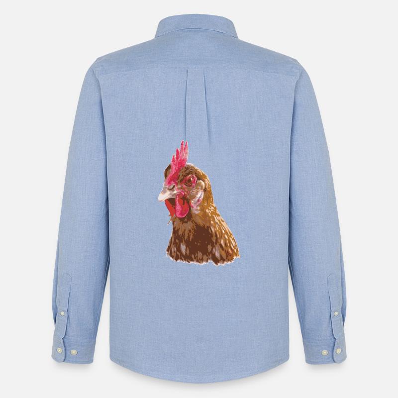 Hühnerillustration lebendigen Farben - Männer Oxford Hemd von Stanley/Stella - Carolina Blue