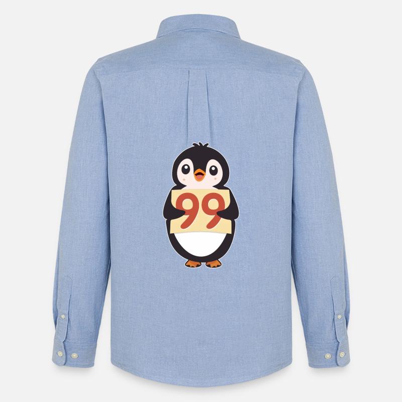 Penguin 99 Countdown-Schild - Männer Oxford Hemd von Stanley/Stella - Carolina Blue