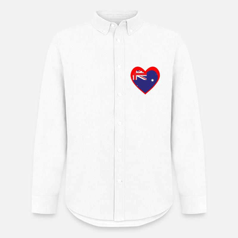 Red Aussie Heart – Wahrer südlicher Geist - Männer Oxford Hemd von Stanley/Stella - Weiß