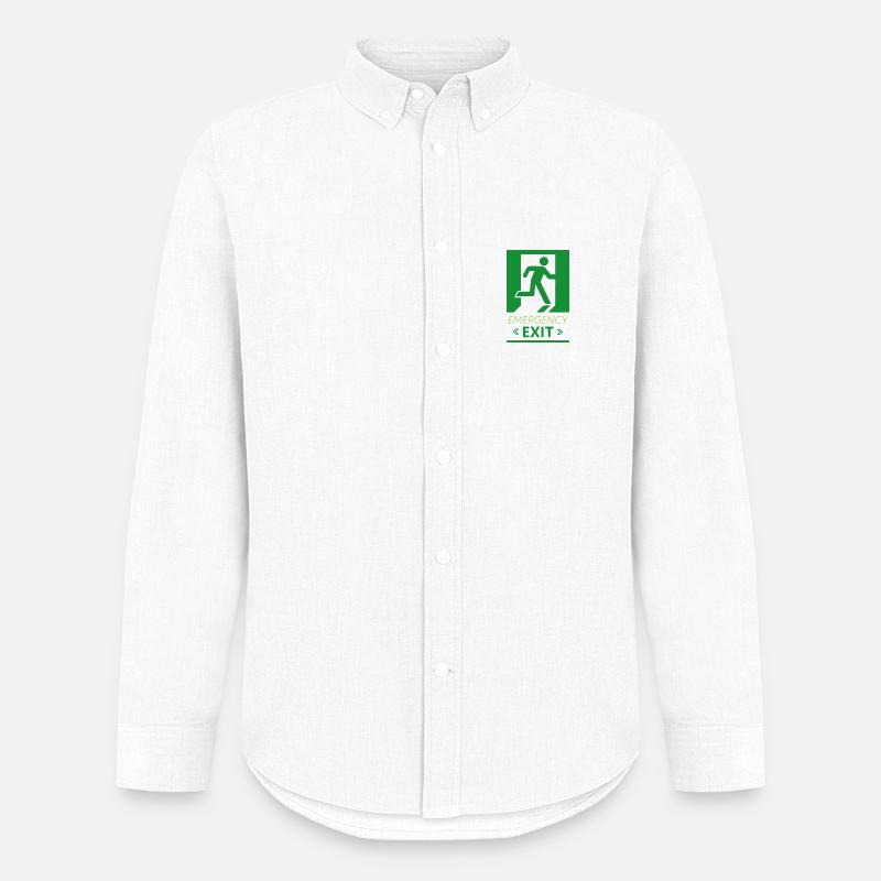 Emergency Exit Basic Green - Men's Oxford Shirt by Stanley/Stella - white