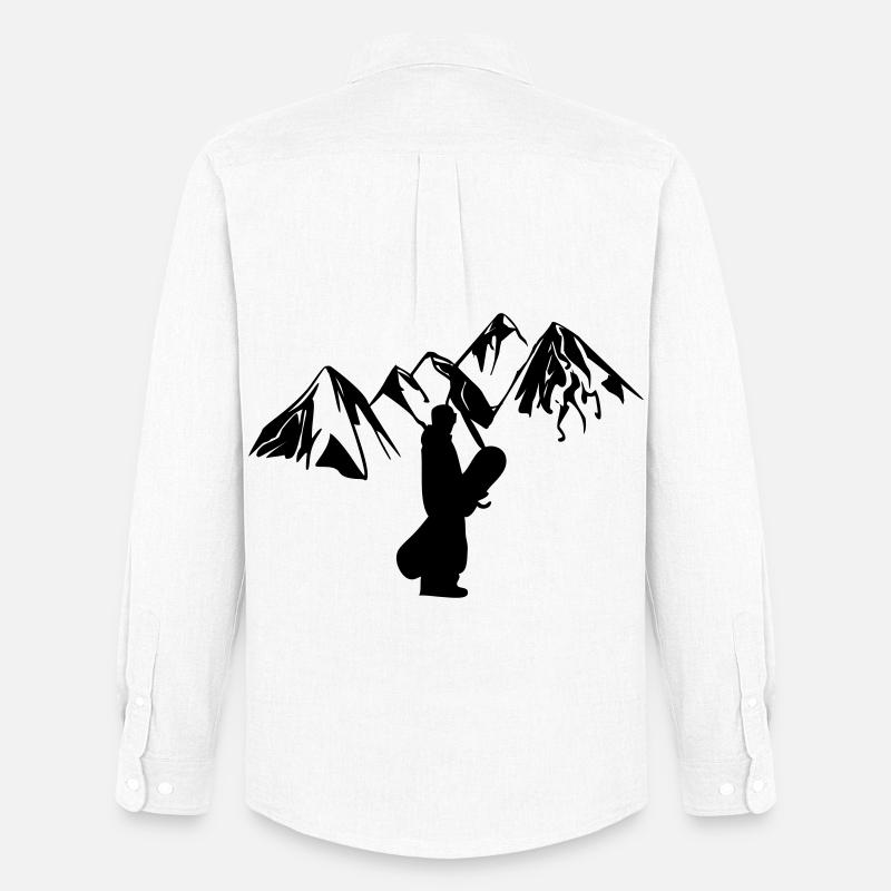Snowboarder mit Bergen - Männer Oxford Hemd von Stanley/Stella - Weiß
