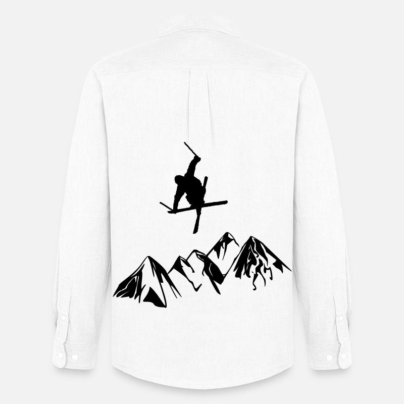 Berge mit Skifahrer - Männer Oxford Hemd von Stanley/Stella - Weiß