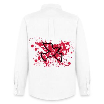 Friedenstaube im Blut - Männer Oxford Hemd von Stanley/Stella - Weiß - Hinten - AI Model Male 185 dark (185cm)