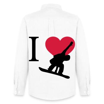 J'aime Snowboarding - Chemise Oxford homme Stanley/Stella - blanc - Dos - AI Model Male 185 dark (185cm)