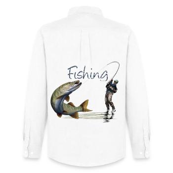 Fishing - Chemise Oxford homme Stanley/Stella - blanc - Dos - AI Model Male 185 dark (185cm)