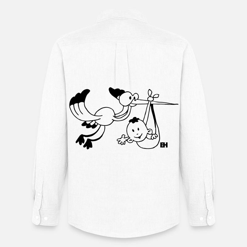 Der Storch bringt die Babys. - Männer Oxford Hemd von Stanley/Stella - Weiß