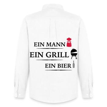 Grill - Männer Oxford Hemd von Stanley/Stella - Weiß - Hinten - AI Model Male 185 dark (185cm)