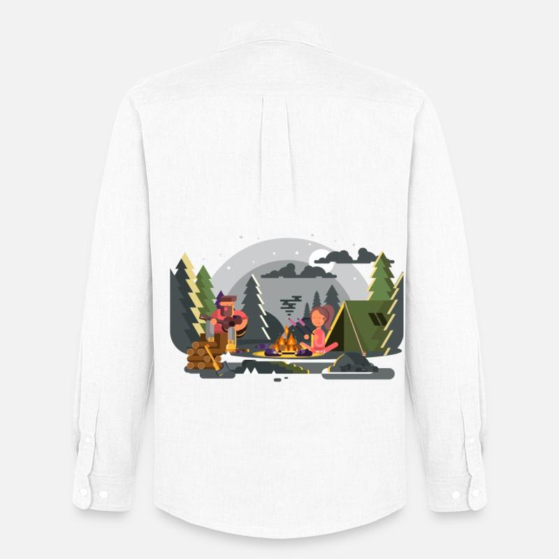 Lagerfeuer Waldcamping Duo - Männer Oxford Hemd von Stanley/Stella - Weiß