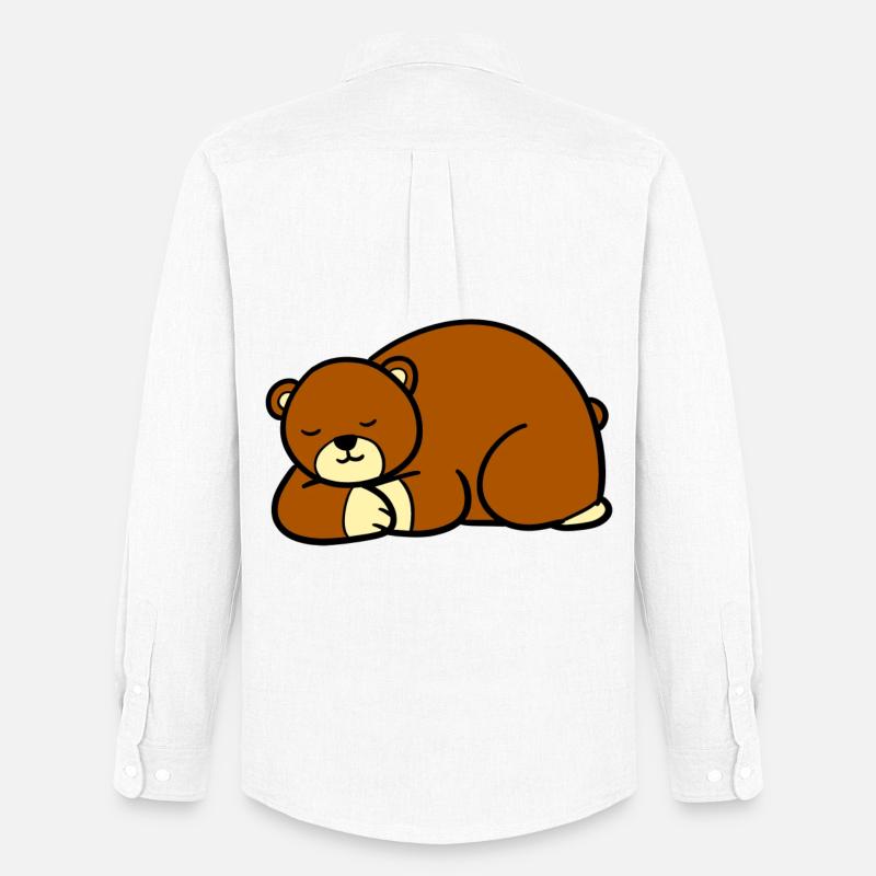 Schlafender Bär - Männer Oxford Hemd von Stanley/Stella - Weiß