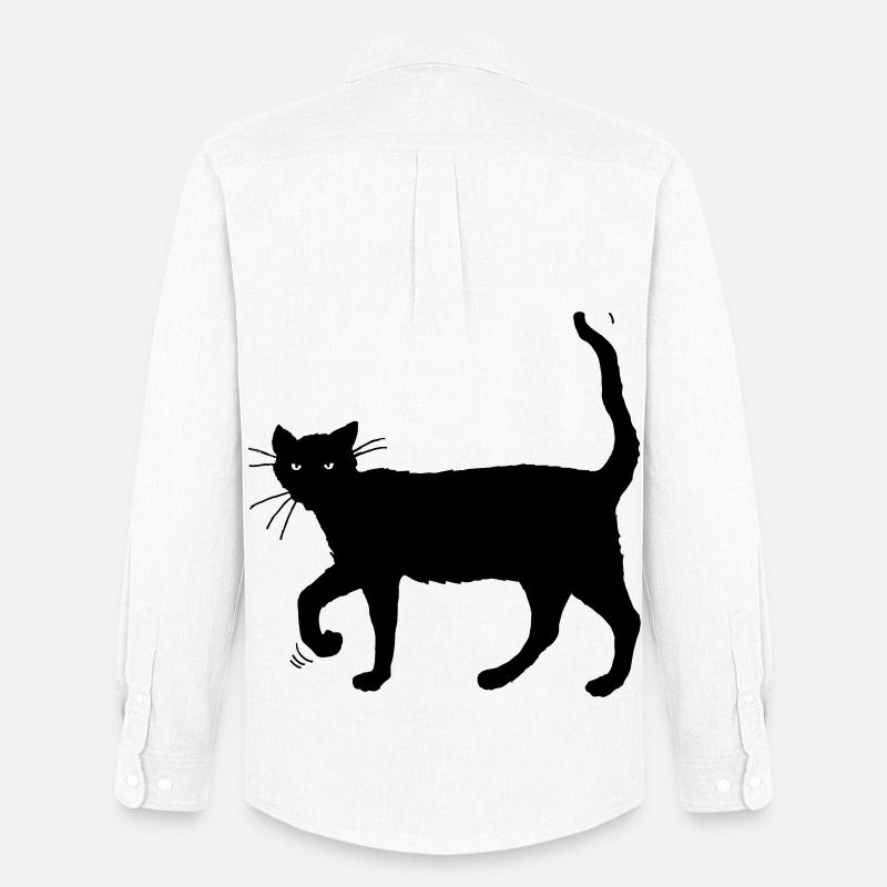 Schwarze Katze - Männer Oxford Hemd von Stanley/Stella - Weiß