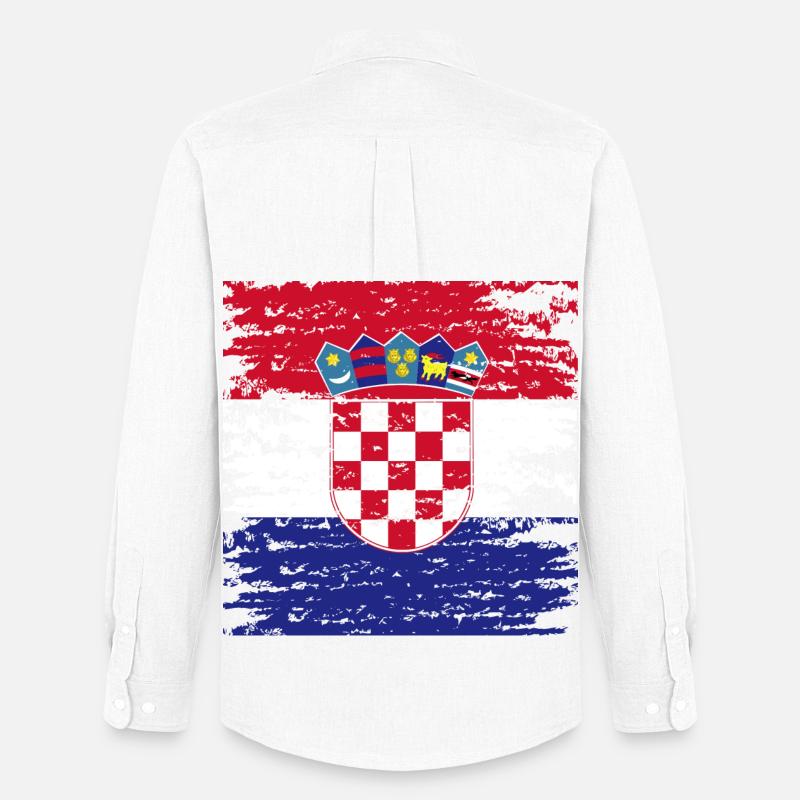 Authentisches kroatisches Flaggenwappen - Männer Oxford Hemd von Stanley/Stella - Weiß