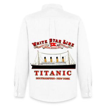 TITANIC ORIGINAL CREATION Louis RUNEMBERG © Adagp - Men's Oxford Shirt by Stanley/Stella - white - Back - AI Model Male 185 dark (185cm)