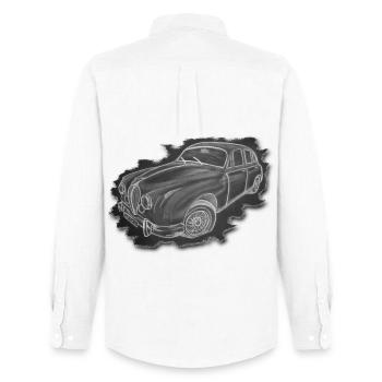 Oldtimer - Zeichnung - Männer Oxford Hemd von Stanley/Stella - Weiß - Hinten - AI Model Male 185 dark (185cm)