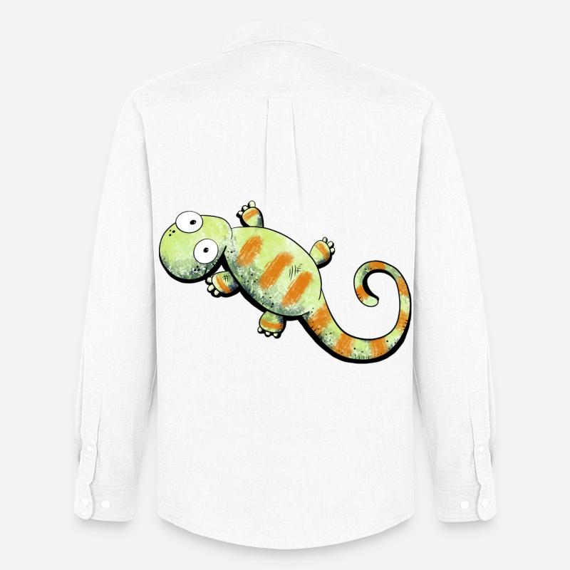 Happy Gecko I Echse - Männer Oxford Hemd von Stanley/Stella - Weiß