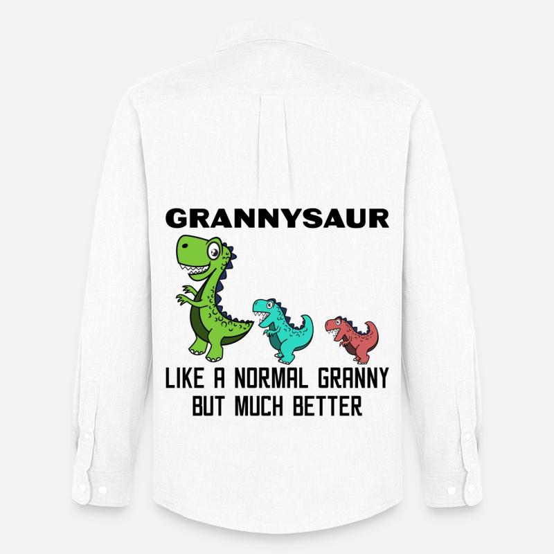 Lustig Großmutter Oma Dinosaurier Statement - Männer Oxford Hemd von Stanley/Stella - Weiß