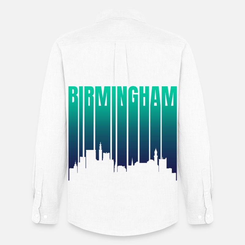 Birmingham Skyline Gradient - Männer Oxford Hemd von Stanley/Stella - Weiß