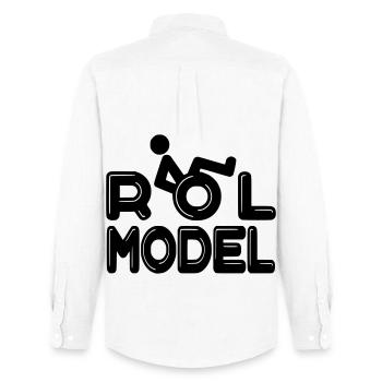 Every wheelchair user is a role model # - Men's Oxford Shirt by Stanley/Stella - white - Back - AI Model Male 185 dark (185cm)