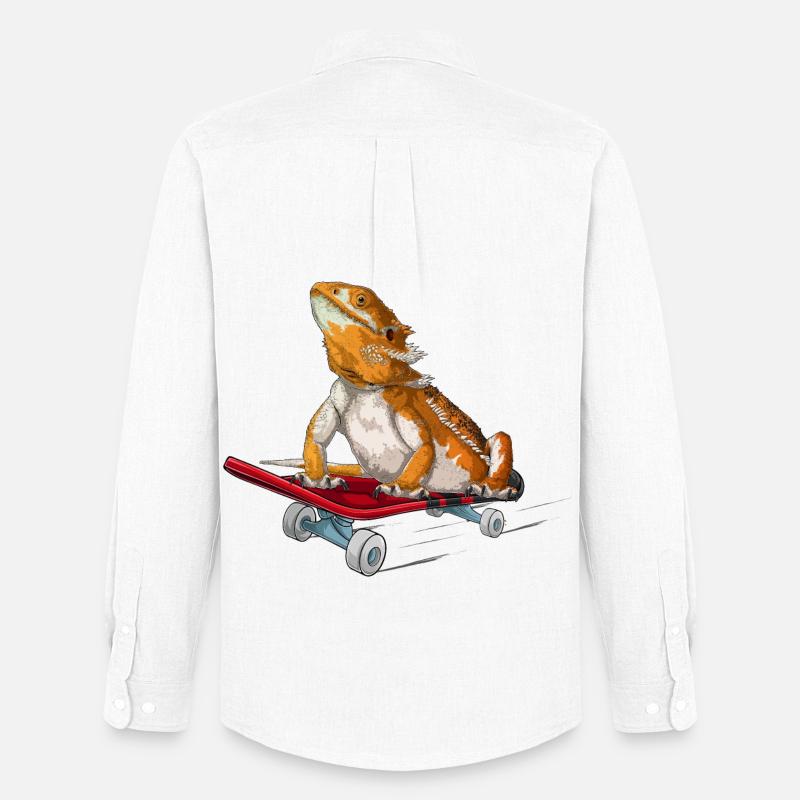Bartdrache auf einem Skateboard - Männer Oxford Hemd von Stanley/Stella - Weiß