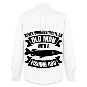 Never underestimate an old angler - Men's Oxford Shirt by Stanley/Stella - white - Back - AI Model Male 185 dark (185cm)