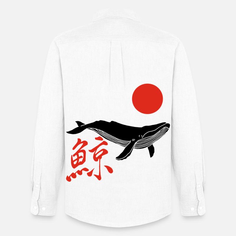 Balena franca e sole rosso - Stanley/Stella Camicia Oxford uomo - bianco