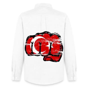 Turkey flag hand fist used - Men's Oxford Shirt by Stanley/Stella - white - Back - AI Model Male 185 dark (185cm)