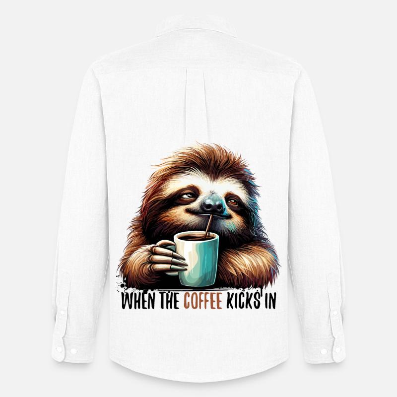 Faultier Kaffee kickt Geschenk - Männer Oxford Hemd von Stanley/Stella - Weiß