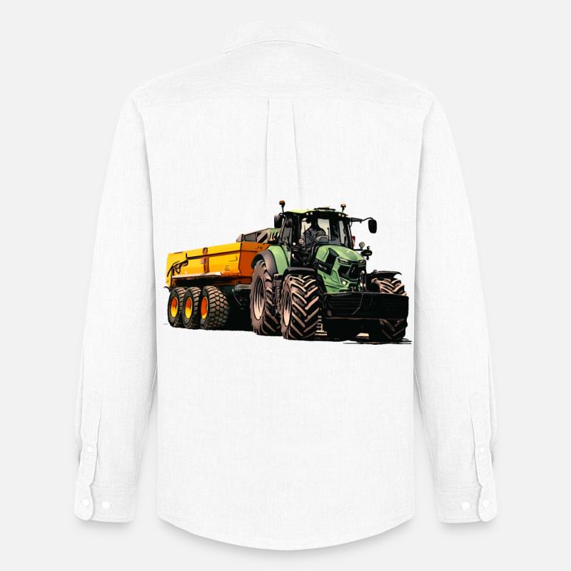 Traktor mit Anhänger Kipper - Männer Oxford Hemd von Stanley/Stella - Weiß
