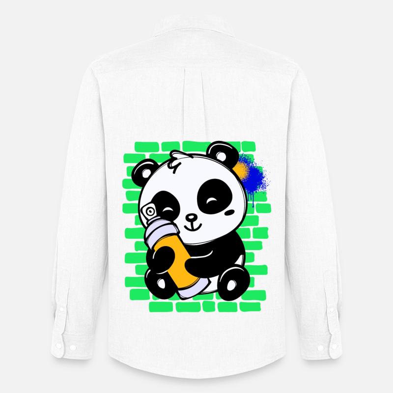 Graffiti Panda Zeichnen Illustration Spraydose - Männer Oxford Hemd von Stanley/Stella - Weiß