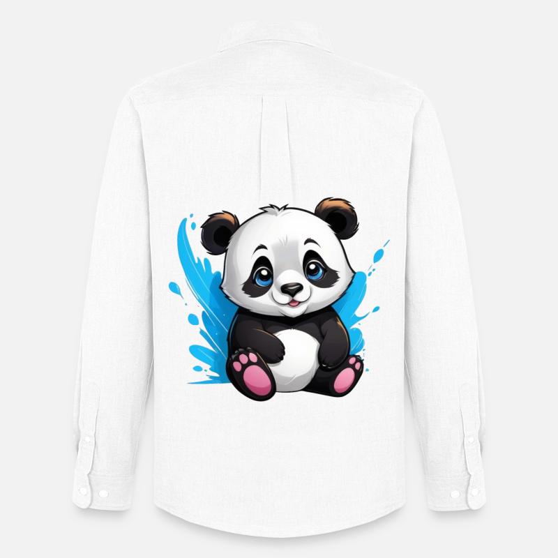 Panda Bär - Männer Oxford Hemd von Stanley/Stella - Weiß
