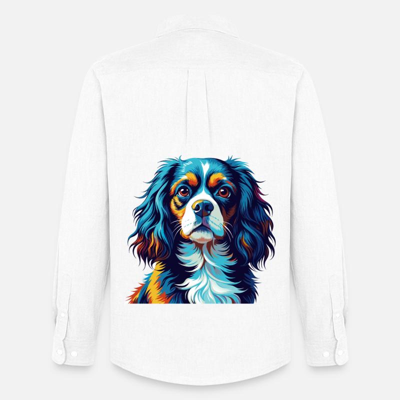 Cavalier King Charles Spaniel Hunderasse Karikatur - Männer Oxford Hemd von Stanley/Stella - Weiß
