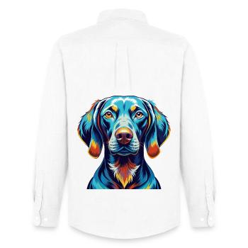 Weimaraner Hunderasse Bunte Karikatur Kawaii - Männer Oxford Hemd von Stanley/Stella - Weiß - Hinten - AI Model Male 185 dark (185cm)