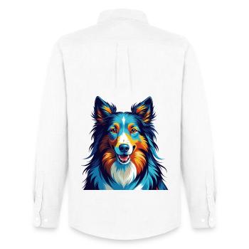 Scotch Collie Chien Race Coloré Dessin animé Kawaii - Chemise Oxford homme Stanley/Stella - blanc - Dos - AI Model Male 185 dark (185cm)